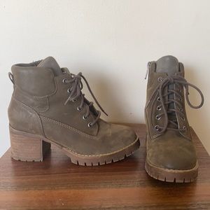 SOLD Olive Green Charley Zip Side Lace Boots